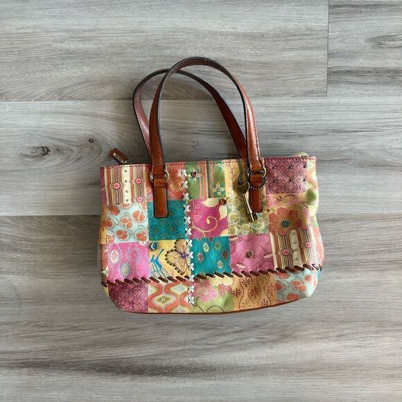 Vintage leather quilt/patch work Fossil purse - Picture 1 of 15